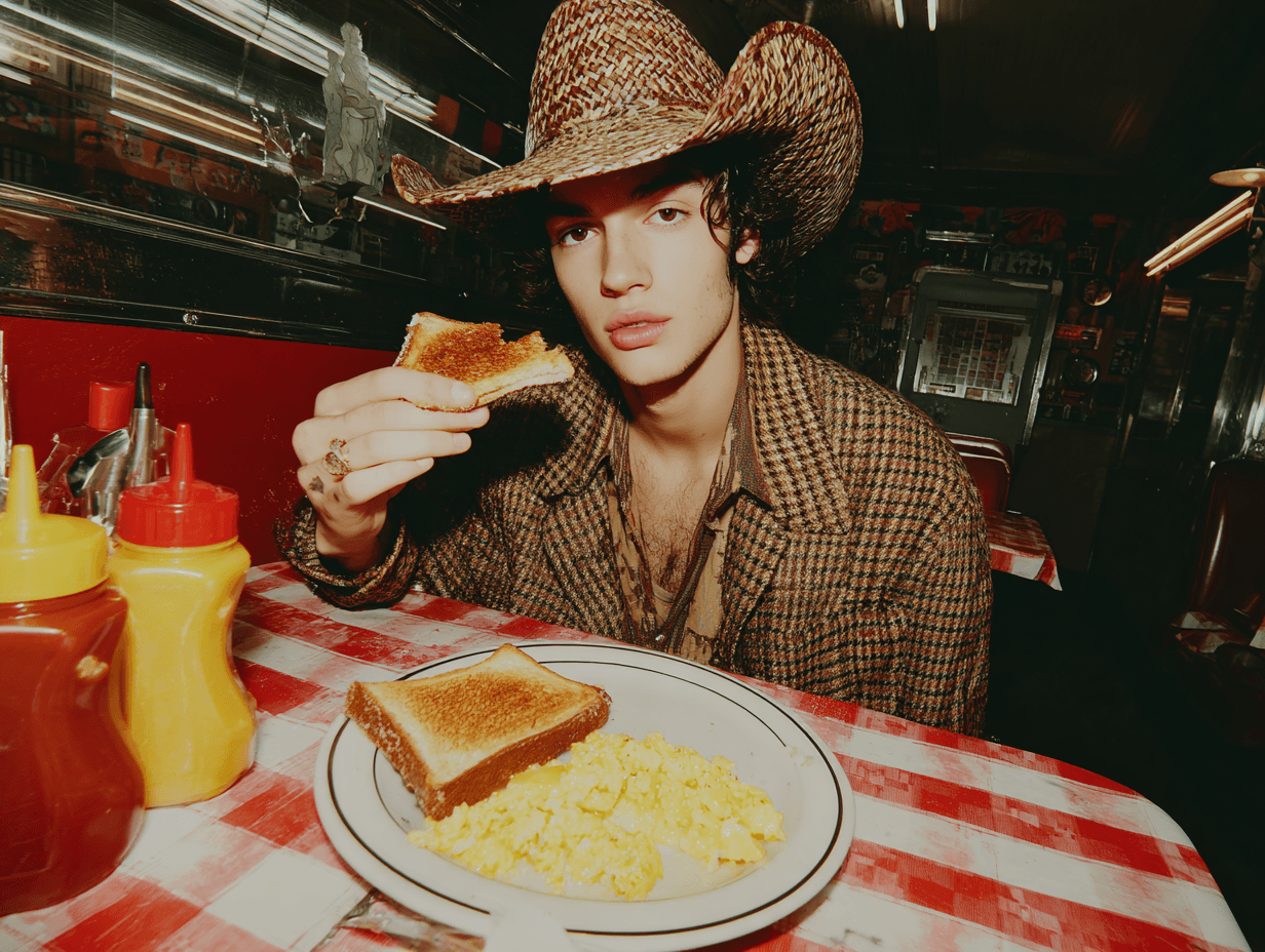 Person eating at a retro diner